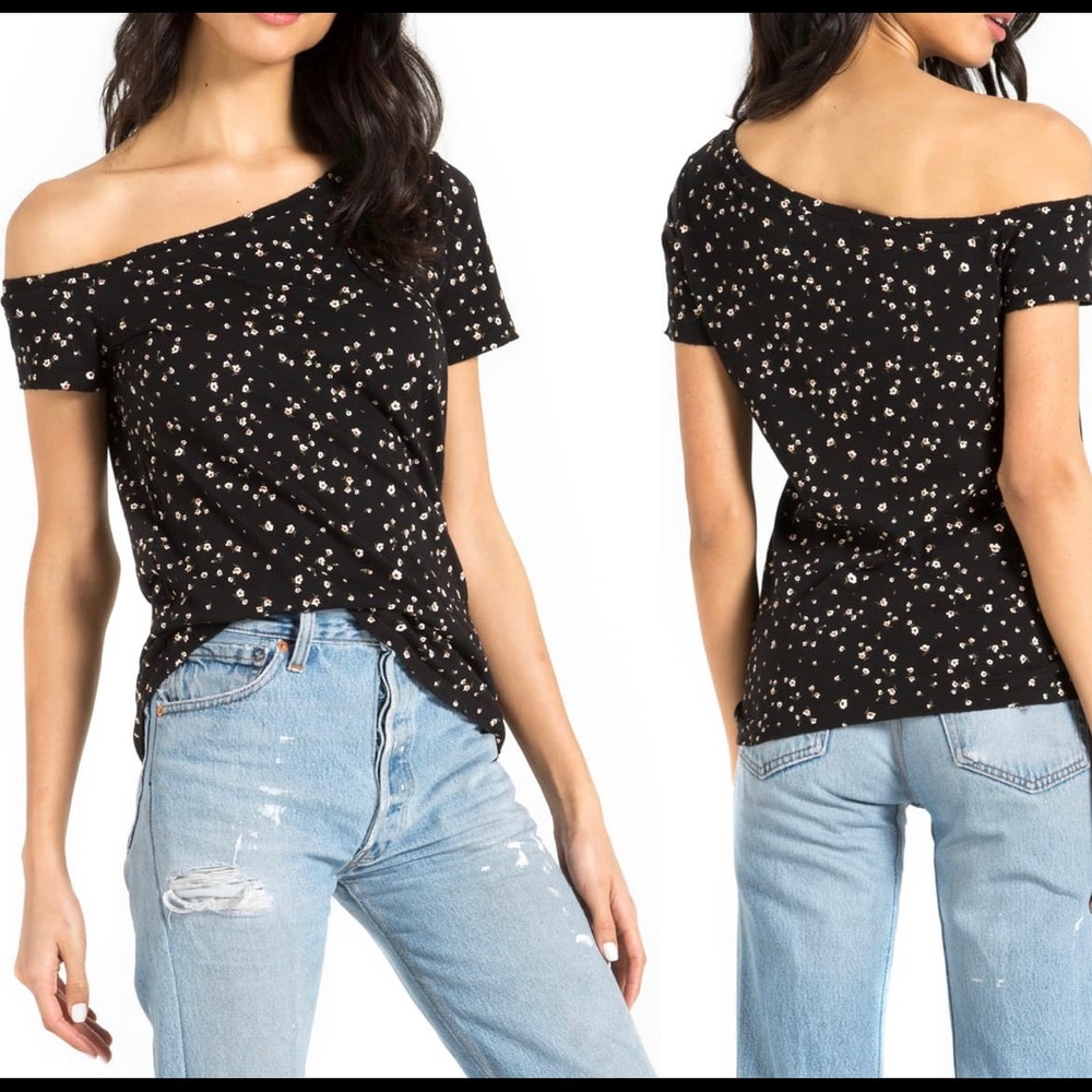 n:philanthropy black floral off the shoulder XL